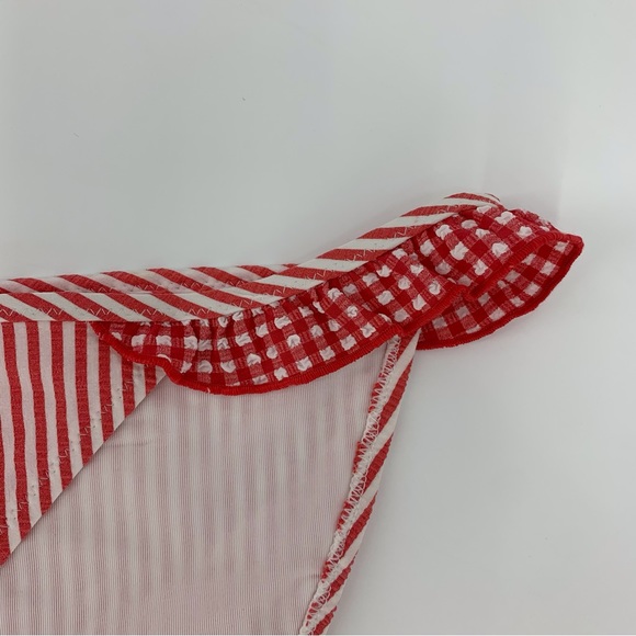 Aerie NWOT Red and White Gingham Striped Ruffle Detail Bikini Bottom, Large - Picture 6 of 16